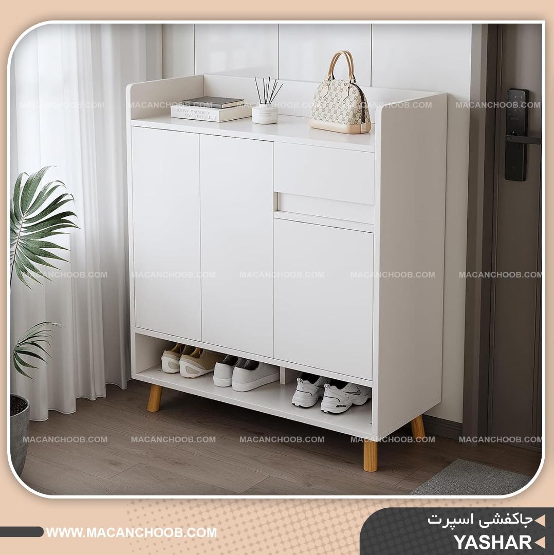 جاکفشی اسپرت پایه چوبی حاشیه کرو شده کشو دار مدل YASHAR